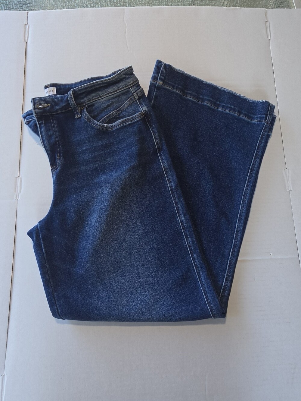 Flying Monkey F5387 Women’s Wide Leg Jeans Size 32 Dark Wash New Without Tags - Picture 4 of 6